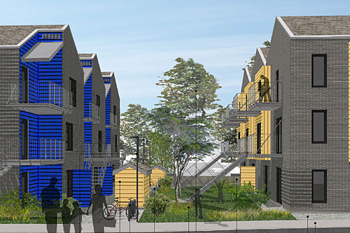 Six immeubles à logements abordables en construction à Gatineau. Image : Mercier Pfalzgraf Architectes