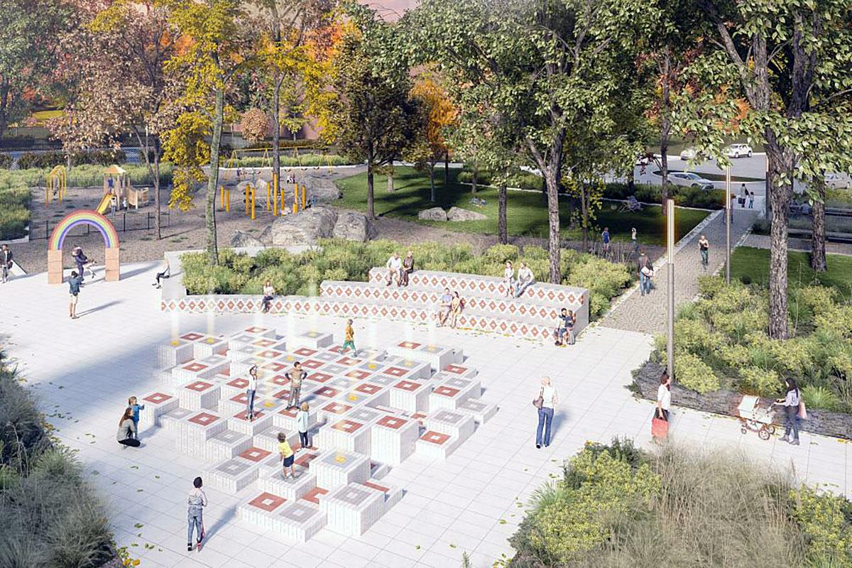 Réaménagement du parc Dan-Hanganu : le lauréat du concours d’architecture sélectionné. Crédit : Projet Paysage + Blanchette Architectes + Génipur 