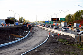 Construction de la nouvelle sortie menant vers la rue Notre-Dame. Photo du Ministère des Transports, de la Mobilité durable et de l'Électrification des Transports