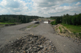 Chantier du prolongement l'autoroute 70 en 2013- Photo du MTQ