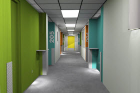 Vue du corridor intérieur de la nouvelle résidence - Photo de Massicotte, Dignard, Taillefer, Patenaude