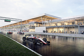 Sortie des Paddocks du circuit Gilles Villeneuve. - Photo : Gilles Proulx - Société du parc Jean-Drapeau