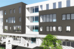 Façade du nouveau complexe commercial à Saint-Jean-Sur-Richelieu - Photo d'Axim construction