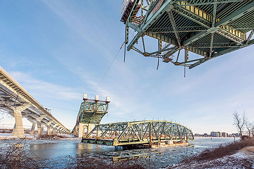 Un total de 96 % des matériaux du pont Champlain a été réutilisé ou recyclé, dont 100 % de l’acier. Crédit : Les Ponts Jacques Cartier et Champlain Incorporée