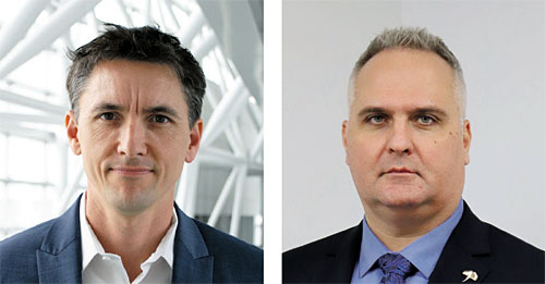 Christian Ducharme, vice-président Ingénierie pour CDPQ Infra, crédit :  REM  et Stefan Balan, directeur du segment Sainte-Anne-de-Bellevue et de l’aéroport, crédit :  NOUVLR