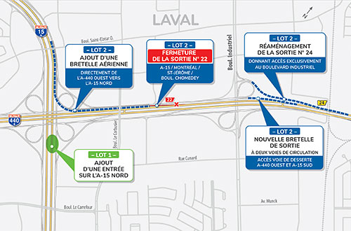 Bretelle aérienne entre la 440 et la 15. Crédit : MTQ