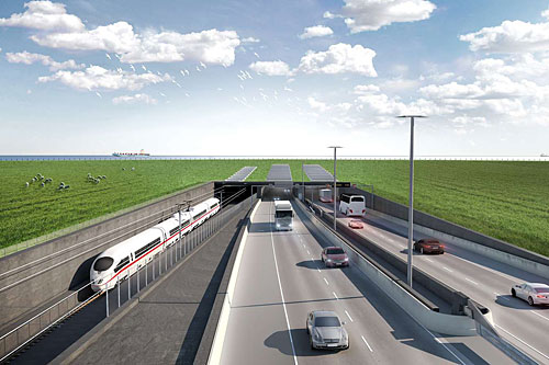 Visualisation du portail et rampe d'accès au tunnel. Crédit : Femern A/S