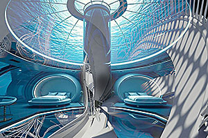 Un hôtel submersible d’urgence pour résister aux tsunamis. Crédit : Margot Krasojević
