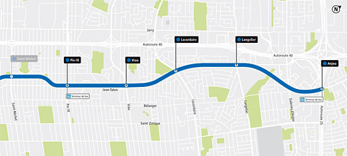 Cinq nouvelles stations et 5,8 kilomètres s’ajouteront au tracé actuel de la ligne bleue. Crédit : STM