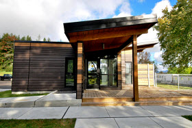 Pavillon d'accueil du Parc linéaire du lac Saint-Charles. Crédit BGLA