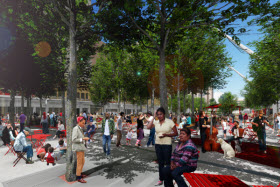 La nouvelle esplanade Clark en été - Photo de Geneviève Dubé