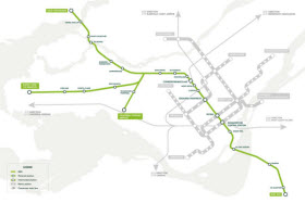Carte du des stations projetées du REM- Photo de Réseau express métropolitain