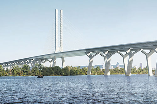 L’ouverture à la circulation du pont Samuel-De Champlain s’est déroulé le 24 juin 2019 - Illustration de Juan Echague, courtoisie de la firme ARUP