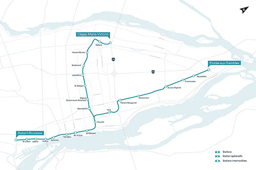 Tracé du Réseau express métropolitain vers l'Est- Photo : CDPQ Infra