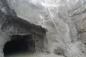 Ressources Appalaches annonce la réhabilitation de la rampe d'accès et l'achèvement de la sécurisation de l'entrée du portail à l'aide de béton projeté à la mine Dufferin. Crédit Ressources Appalaches