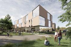 Le Cégep Saint-Jean-sur-Richelieu lance le chantier de sa future Clinique de santé globale. Crédit : NEUF architect(e)s et NFOE