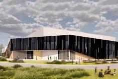 Le complexe sportif de Delson et Sainte-Catherine sera inauguré à l'automne 2025. Crédit : Lambda-Lainco
