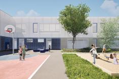 Début du chantier d’une nouvelle école primaire à Baie-du-Febvre. Crédit : Bilodeau Baril Leeming Architectes | ONICO Architecture