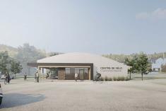 Un nouveau pavillon d’accueil pour le centre de vélo de montagne Le Panoramique. Crédit : Ville de Saguenay