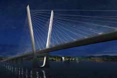 Début des travaux de réaménagement du nouveau pont de l'ile d'Orléans. Crédit : MTQ