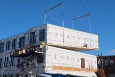 La construction modulaire accélère le chantier du projet Acadie. Crédit : Les Industries Bonneville
