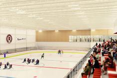 La reconstruction de l’aréna le Sportium franchit une nouvelle étape à Sainte-Catherine. Crédit : Ville de Sainte-Catherine