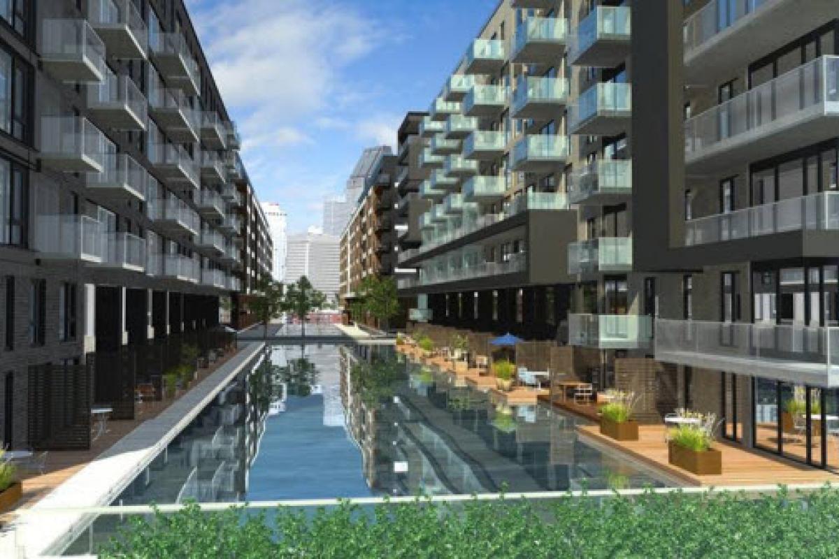 Les bassins sont au coeur de l’aménagement paysager des Bassins du Havre.