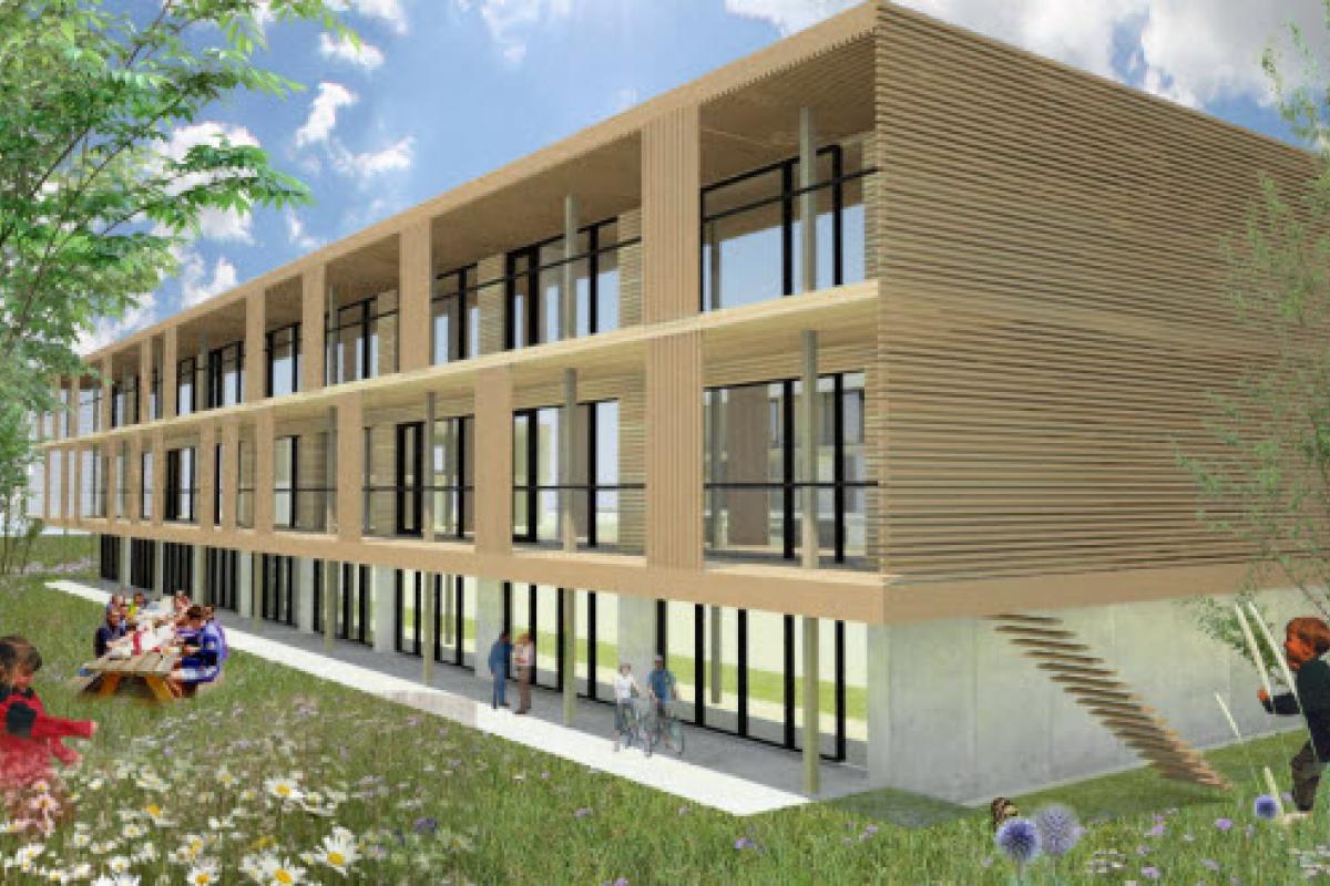 Cet ensemble résidentiel est une adaptation du cohousing.