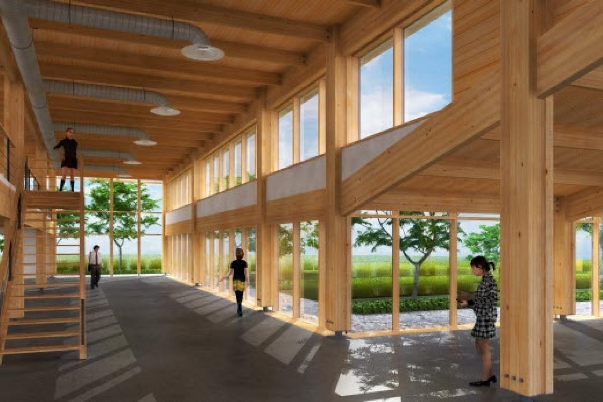 Type de bâtiment multilocatif, Innoparc de Lévis – Crédit : Hudon Julien Ass.