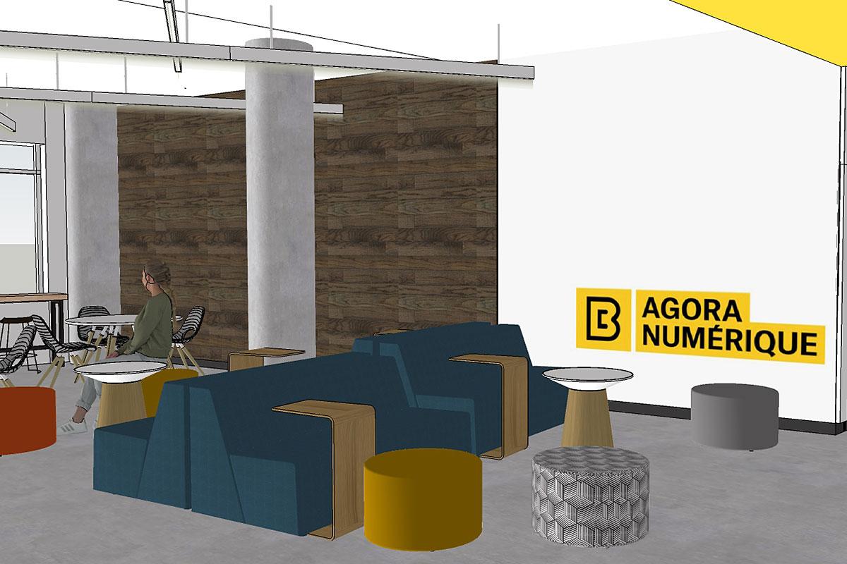 Le Collège de Bois-de-Boulogne donne le coup d’envoi aux travaux de l’Agora numérique. Crédit : Bergeron Thouin Associés Architectes 