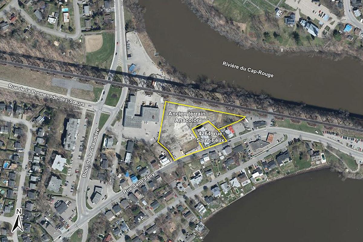 L’ancien site Anacolor pourrait accueillir logements et commerces. Crédit : Ville de Québec