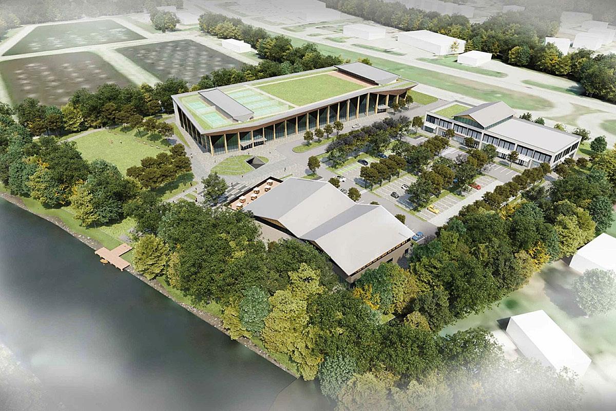 Un projet sportif et commercial en chantier à Prévost. Crédit : BC2