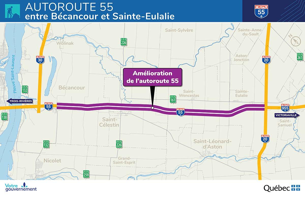 Le doublement de l'autoroute 55 confirmé. Crédit: Ministère des Transports du Québec