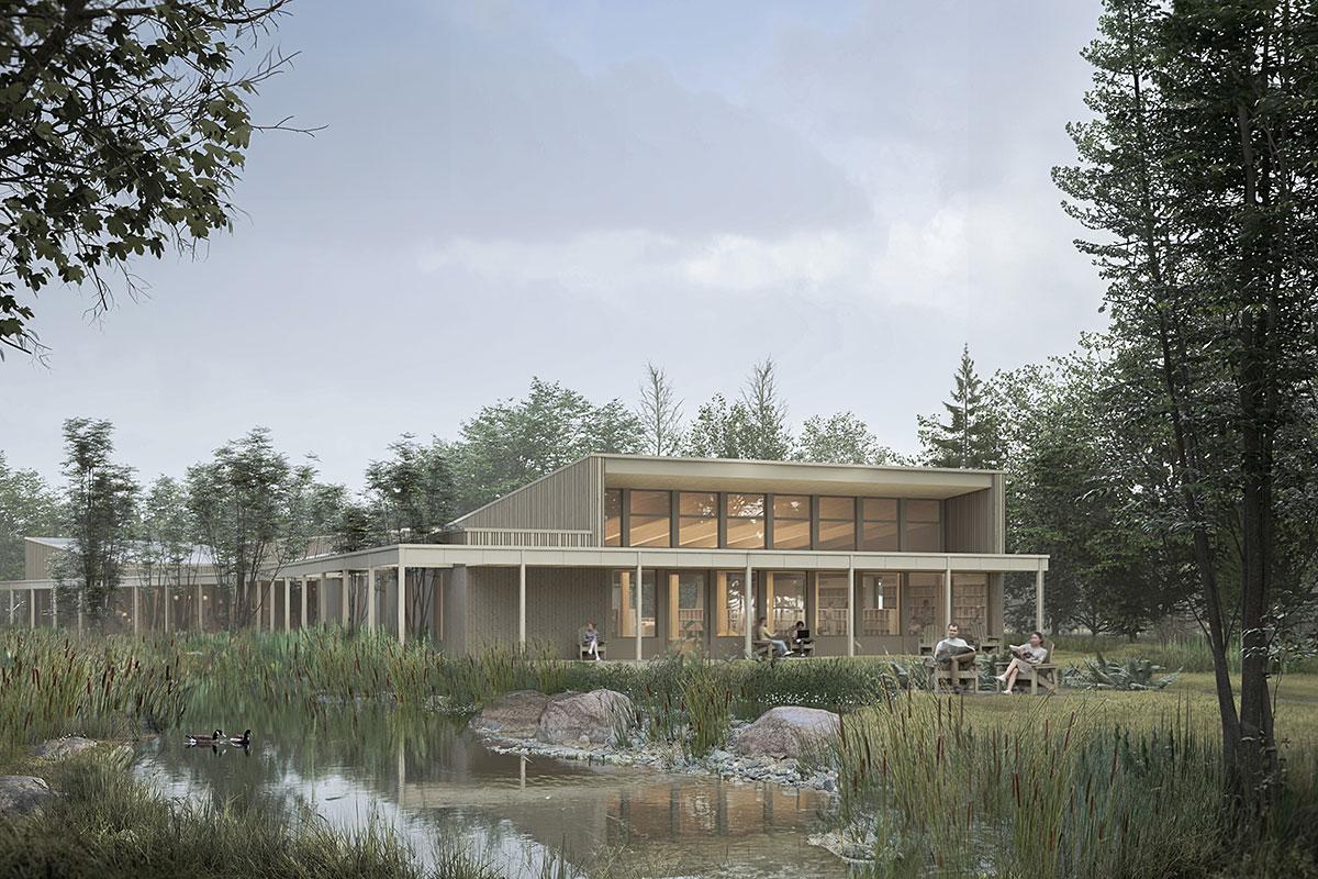 Saint-Colomban lance les travaux de sa nouvelle bibliothèque municipale. Crédit : Agence Spatiale et BGLA Architecture + design urbain