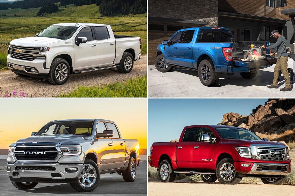 Des camionnettes plus polyvalentes. Chevrolet Silverado - Photo : GM, F-150 - Photo : Ford, Ram - Photo : Stellantis, Titan - Photo : Nissan