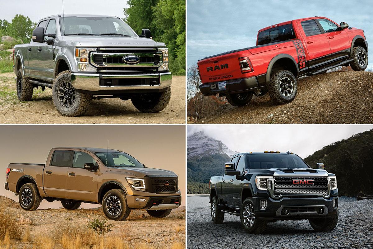 Les camionnettes, toujours aussi populaires. Photos : Ford, FCA, NISSAN et GM