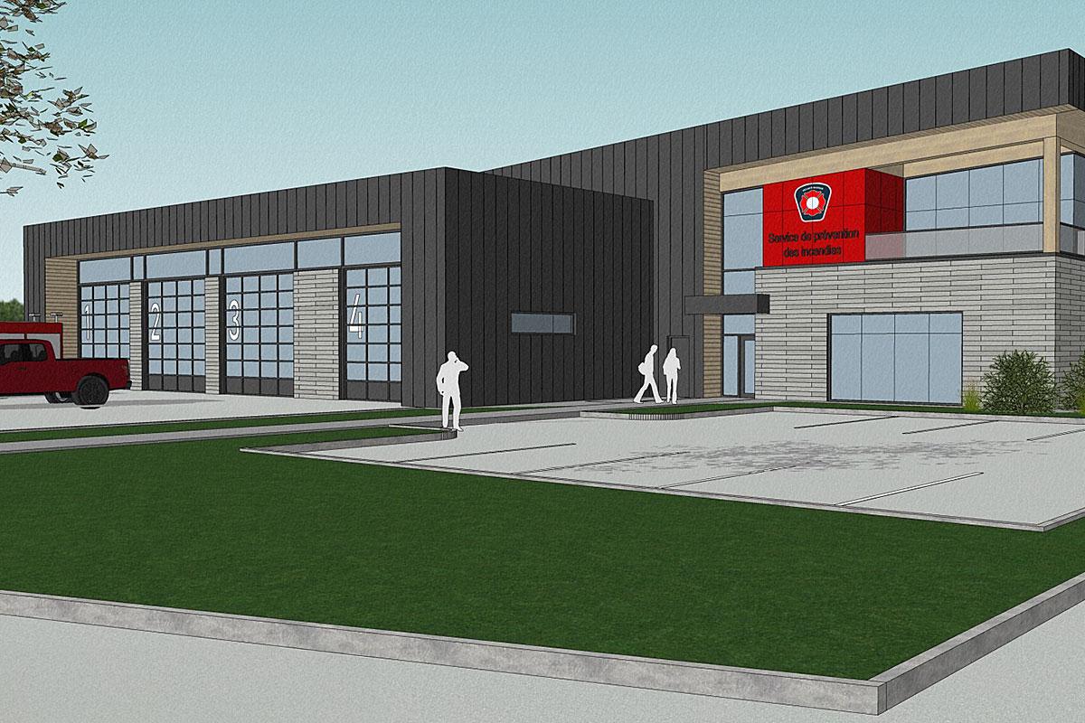Construction d’une caserne de pompiers à Saint-Charles-sur-Richelieu. Crédit : Fédération québécoise des municipalités