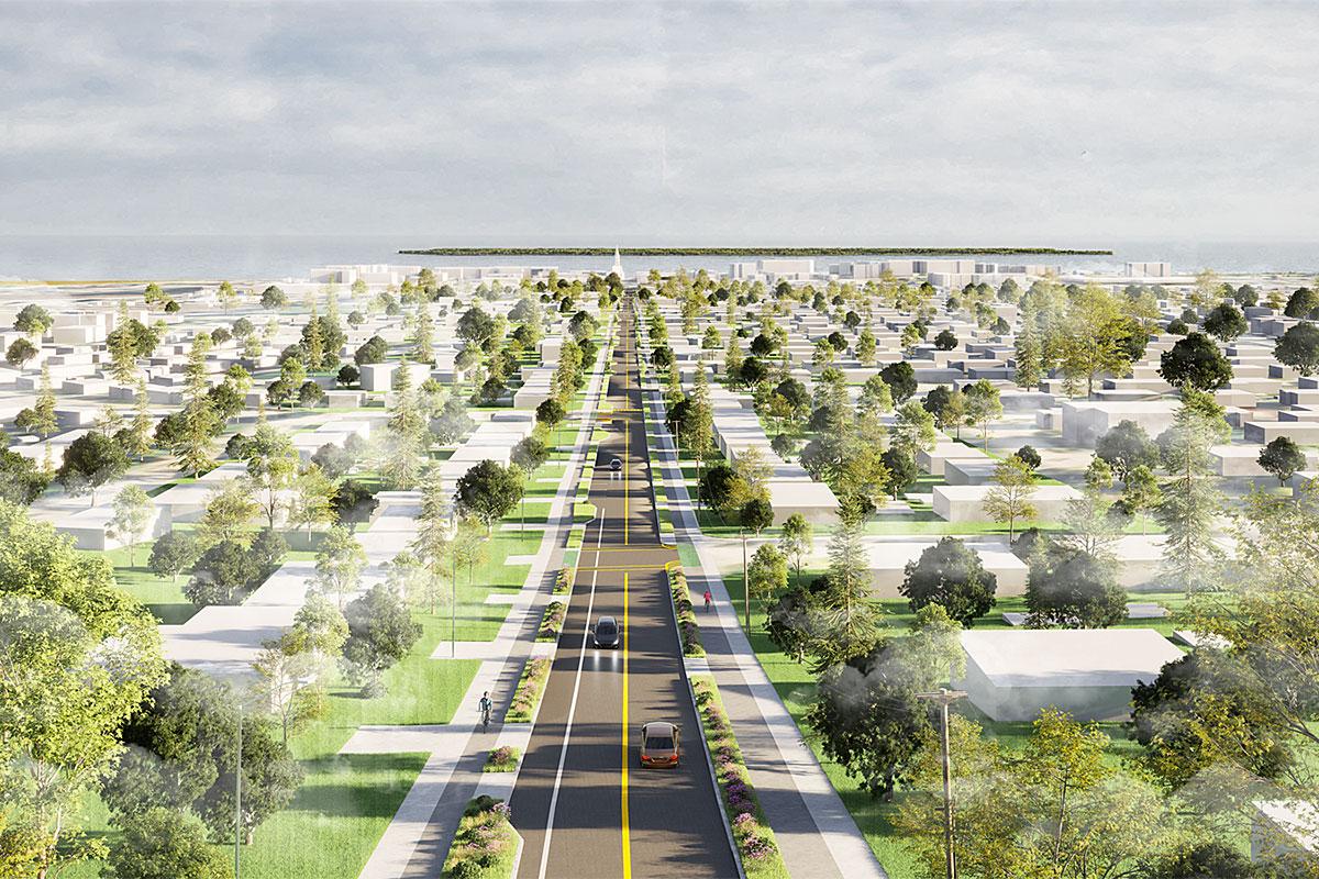 Rimouski dévoile les images du projet de réaménagement de l’avenue de la Cathédrale. Crédit : Ville de Rimouski