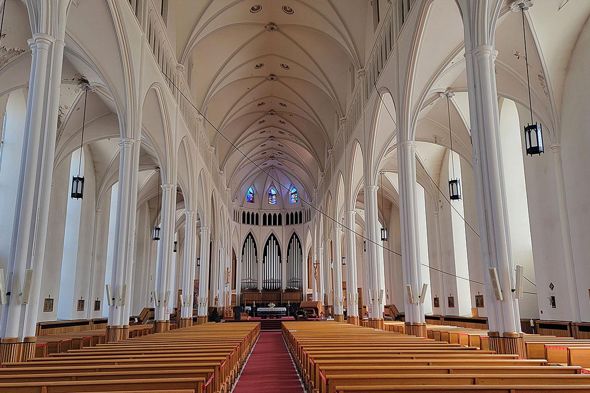 Travaux urgents à la cathédrale de Saint-Germain à Rimouski. Crédit : ministère de la Culture et des Communications