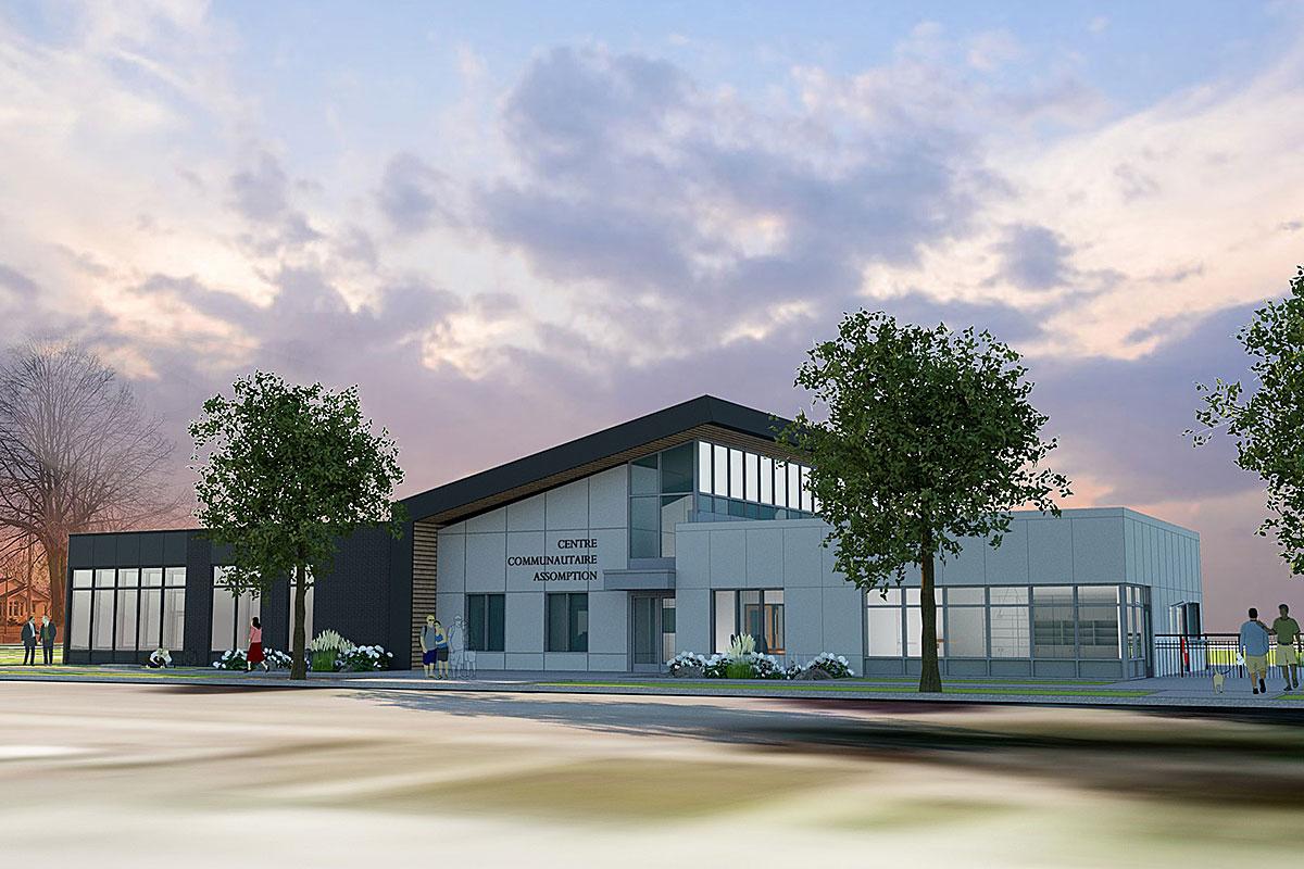 Saint-Hyacinthe lance la reconstruction du centre communautaire Assomption. Crédit : Boulianne Charpentier Architectes