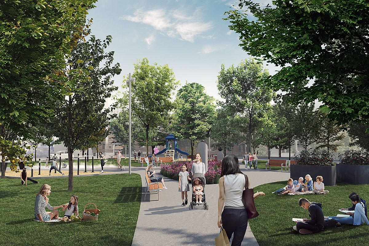 Montréal investira 8,8 M$ pour réaménager les abords du futur centre Sanaaq. Crédit : Lemay