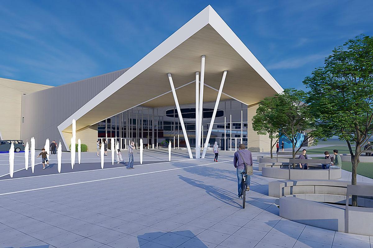 Le futur complexe sportif et récréatif de Sorel-Tracy axé sur le bois et le solaire - Image : Ville de Sorel-Tracy