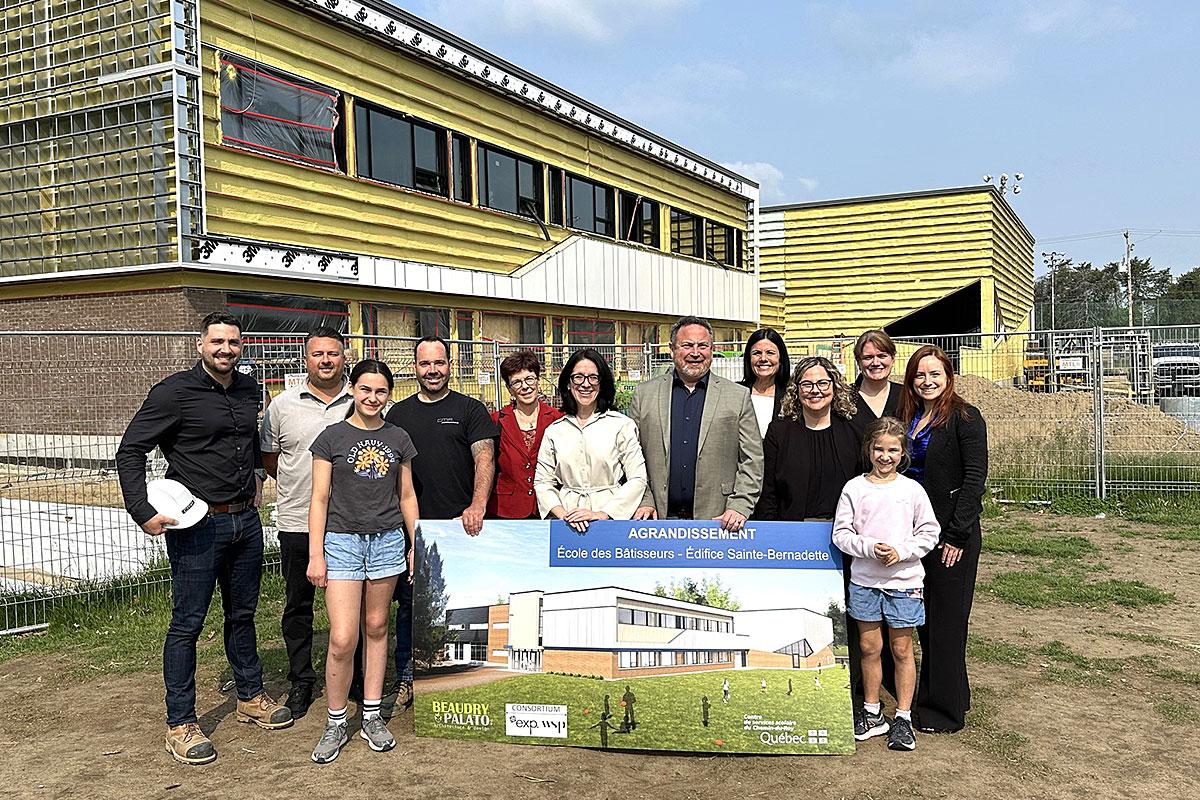 Agrandissement de l’école des Bâtisseurs. Crédit : Centre de services scolaire du Chemin-du-Roy