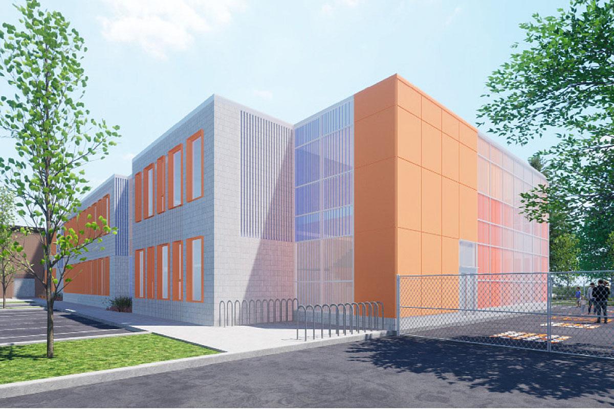 Des locaux vitaminés pour une école de Brossard. Crédit : Ruccolo + Faubert Architectes et COEX Architecture