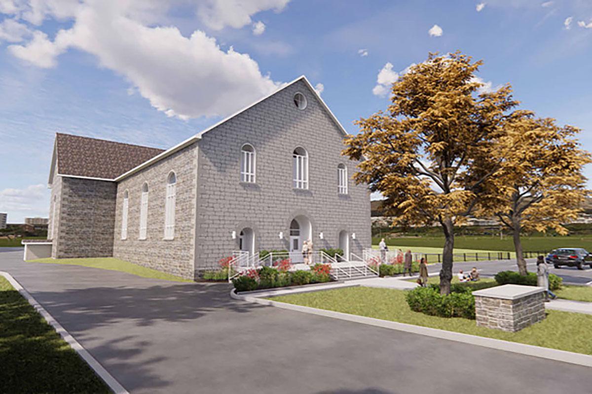 L’ancienne église Sainte-Philomène transformée en centre communautaire à Mercier. Crédit : Ville de Mercier
