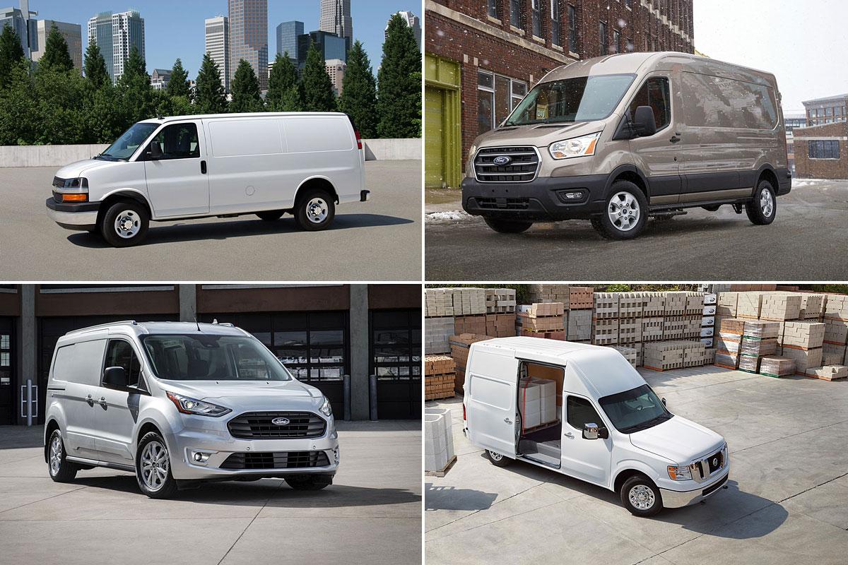 Préférez-vous un fourgon?  Chevrolet Express - Photo de GM, Ford Transit - Photo de Ford,  Ford Transit Connect - Photo de Ford, Nissan NV - Photo de Nissan