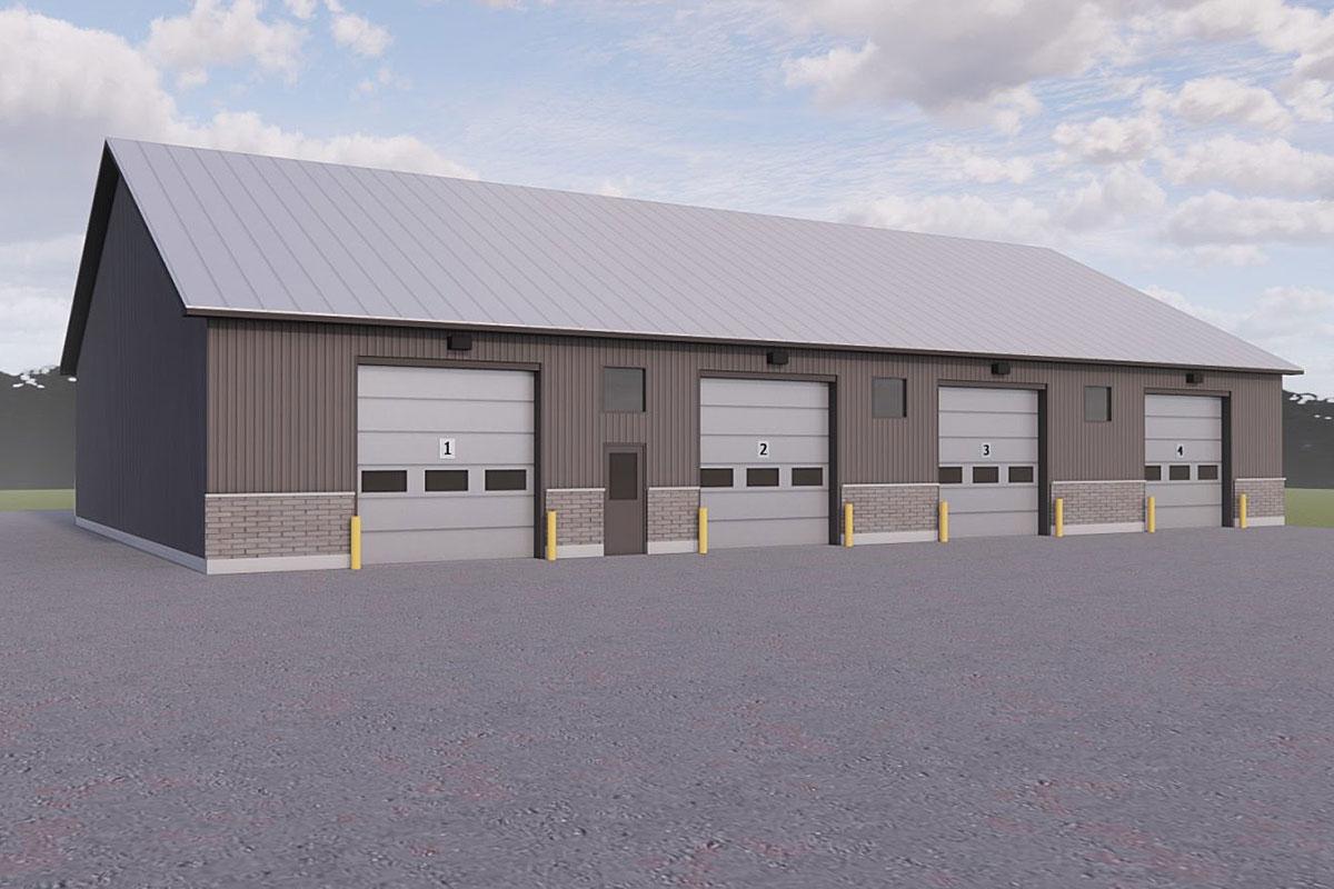 Construction d’un nouveau garage municipal à Venise-en-Québec. Crédit : Municipalité de Venise-en-Québec