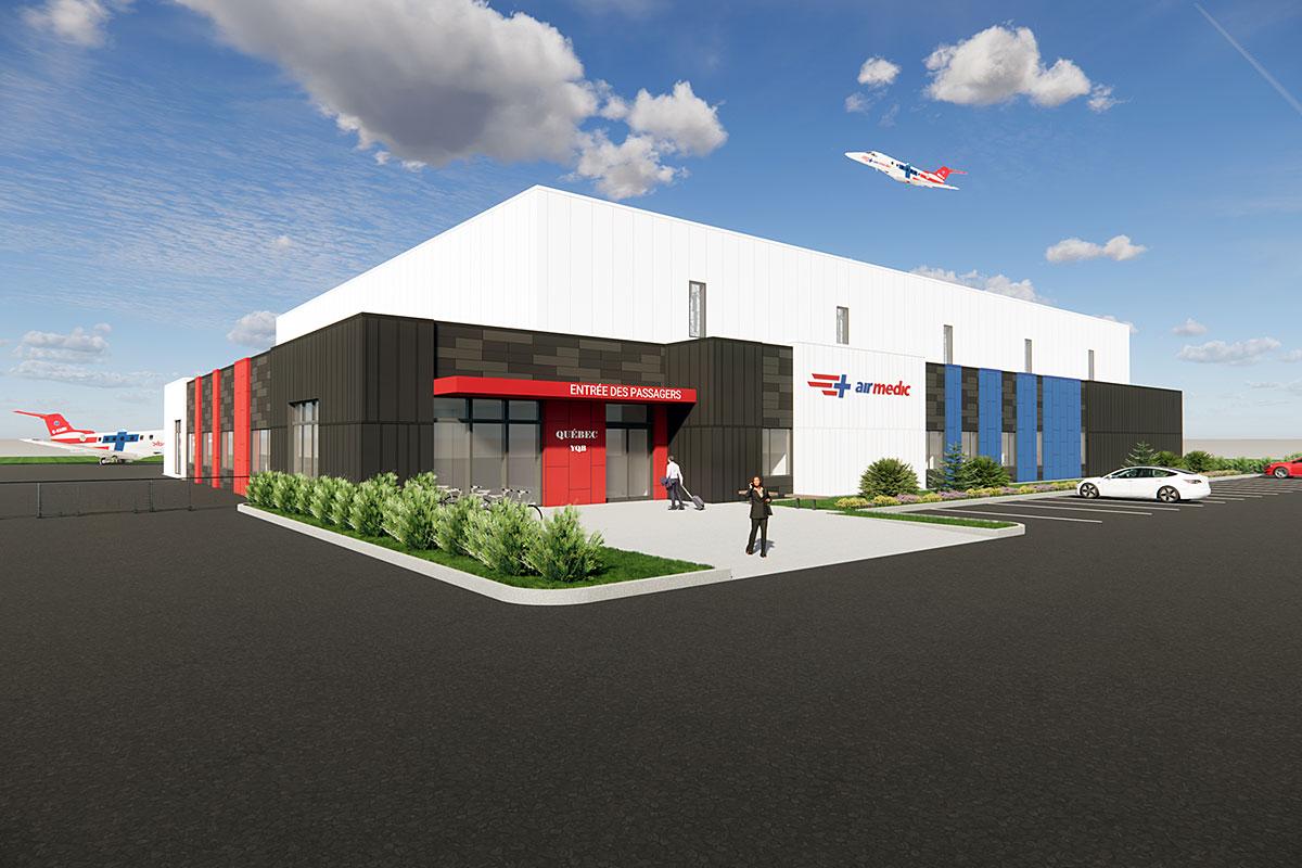 Airmedic construit un nouveau hangar de 10 M$ à Québec. Crédit : Airmedic Inc.