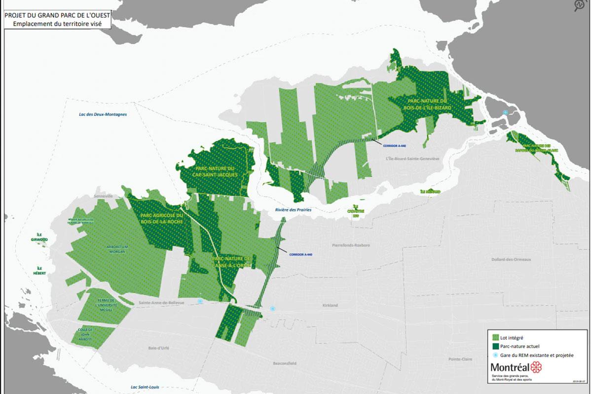 Espaces verts : 106,5 M$ prévus pour le Grand parc de l’Ouest à Montréal