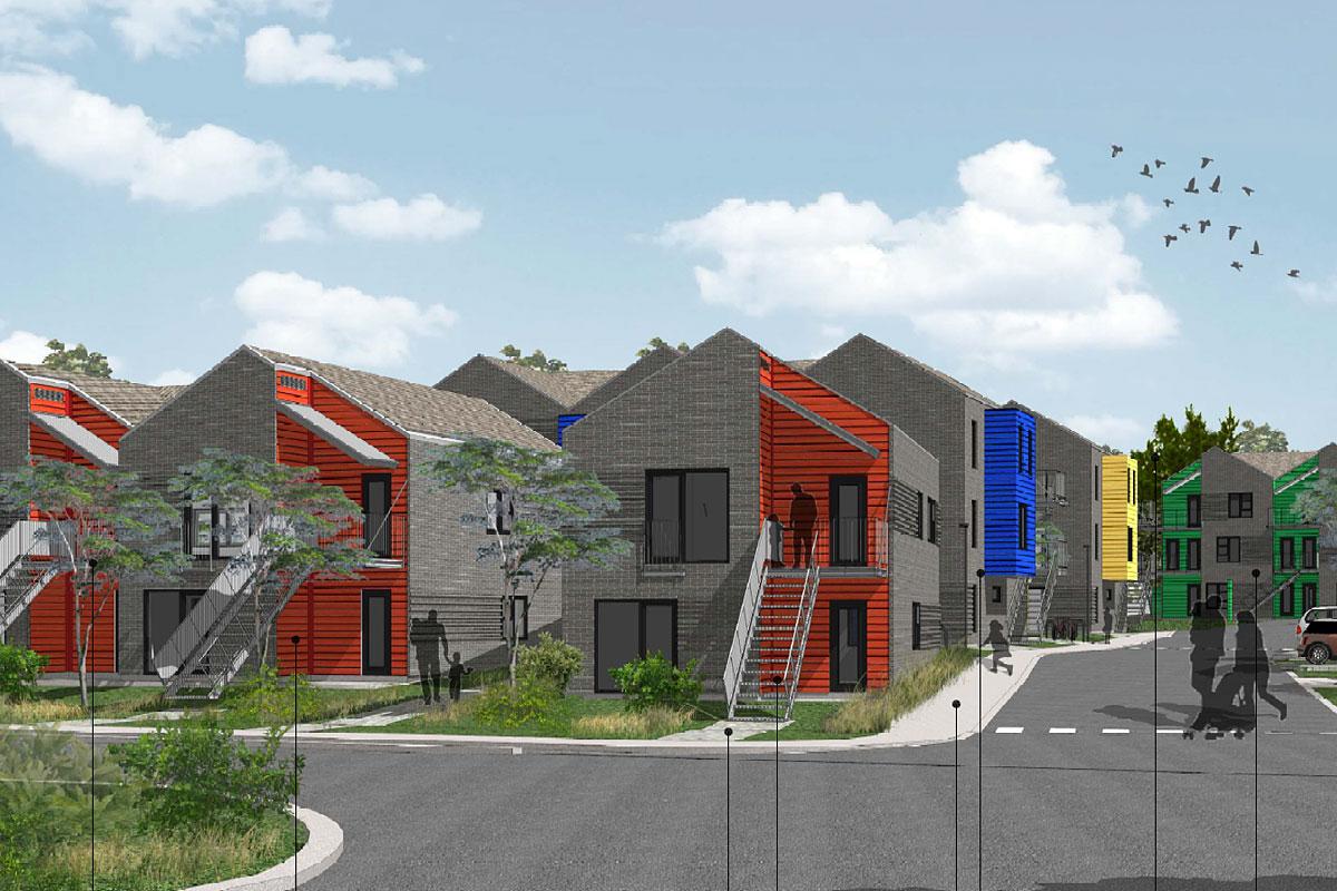 Six immeubles à logements abordables en construction à Gatineau. Image : Mercier Pfalzgraf Architectes